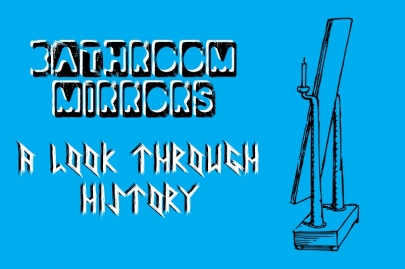 An image showing an illustration of a floor standing mirror with a candle to provide illumination as part of the blog post by heatandplumb.com - Bathroom Mirrors - A Look Through History | Article Image