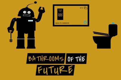 A image showing a robot and a toilet for the bathrooms of the future blog post by Fliss Hyett at heatandplumb.com | Article Image