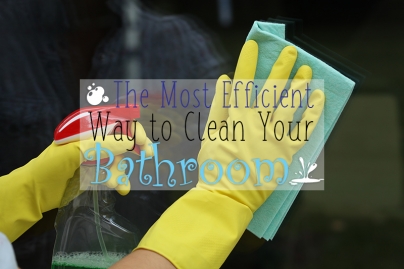 An image showing a hand and cleaning solutions cleaning glass, in the most efficient way to clean your bathroom by heatandplumb.com | Article Image