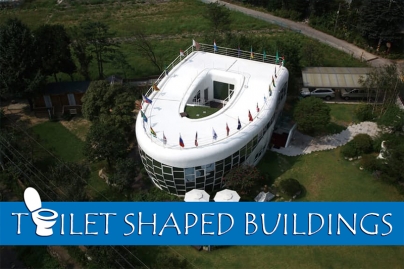 a picture showing a toilet shaped building as part of the article from heatandplumb.com