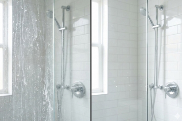 An image depicting shower glass with water stains versus without | Article Image