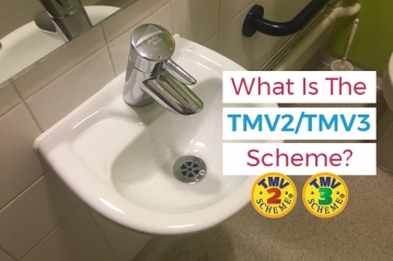 An image showing a thermostatic tap in a bathroom as part of the blog post what is the tmv2 tmv3 scheme by heatandplumb.com