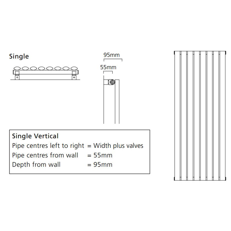 EcoRad Concept Double Vertical Designer Radiator 1820mm H x 300mm W - White