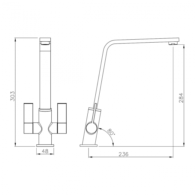 Abode Linear Flair Monobloc Dual Lever Kitchen Sink Mixer Tap - Chrome