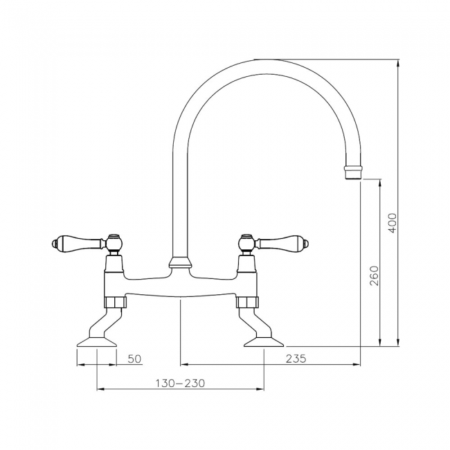 Abode Ludlow Traditional Bridge Dual Lever Kitchen Sink Mixer Tap - Brushed Nickel