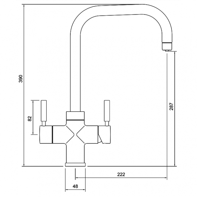 Abode Prostyle 3 IN 1 Quad Spout Monobloc Kitchen Sink Mixer Tap - Matt Black