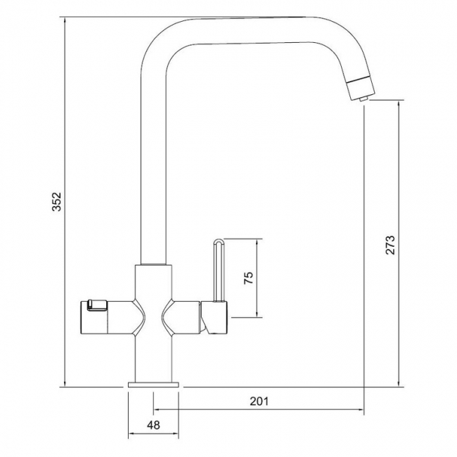 Abode Prothia 3 IN 1 Quad Spout Slimline Monobloc Kitchen Sink Mixer Tap - Brushed Brass
