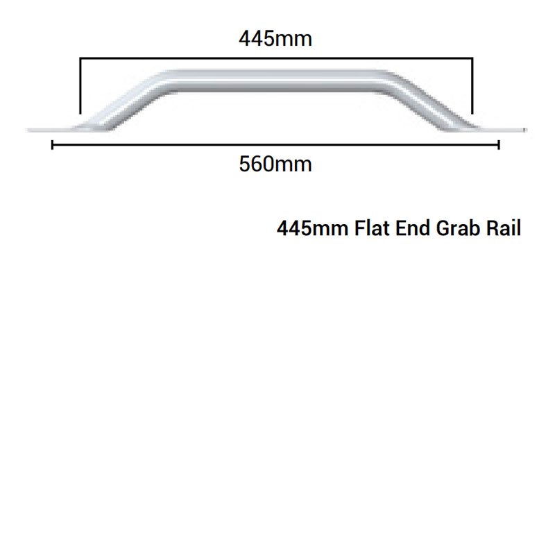 AKW 1000 Series Flat Ended Steel Grab Rail 560mm Length - White