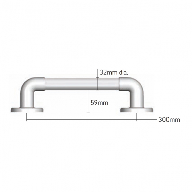 AKW 1400 Series Straight Fluted Grab Rail 300mm Length White