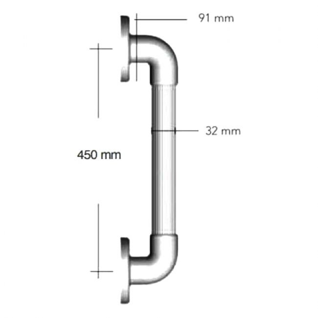 AKW 1400 Series Straight Fluted Grab Rail 450mm Length - Blue