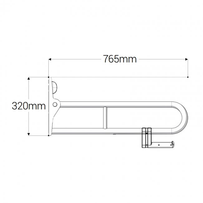 AKW 1800 Series Folding Support Grab Rail 765mm Length White