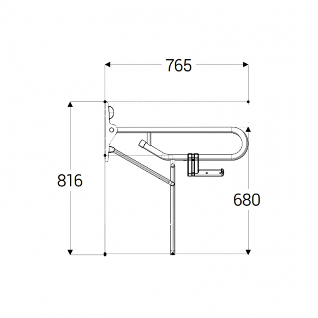 AKW 1800 Series Support Leg Folding Grab Rail 765mm Length White (Fixed Leg)
