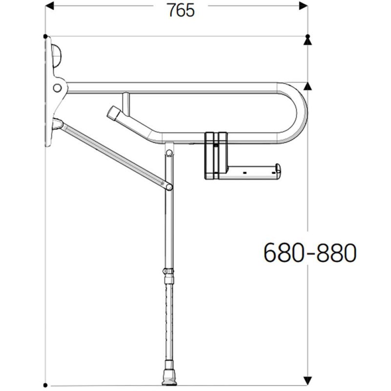 AKW 1800 Series Fold Up Toilet Support Grab Rail Adjustable Leg - Dark Blue