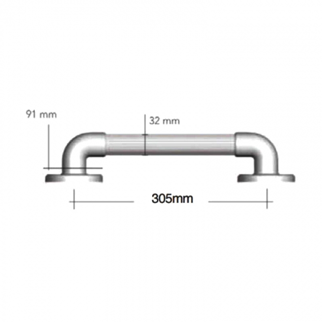 AKW 1900 Series Straight Grab Rail 305mm Length White