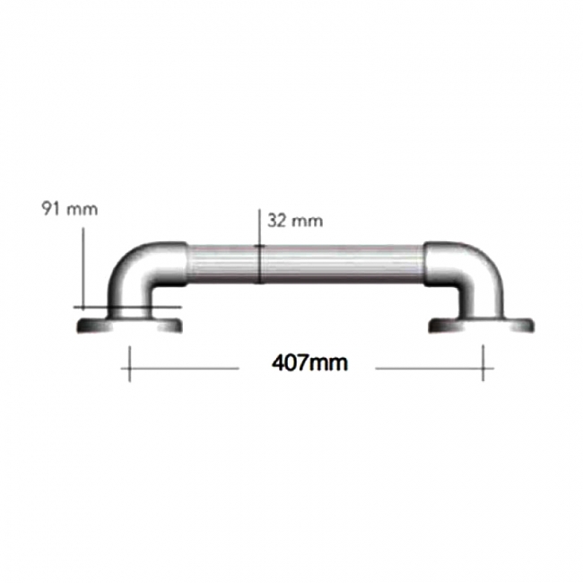 AKW 1900 Series Straight Grab Rail 405mm Length White