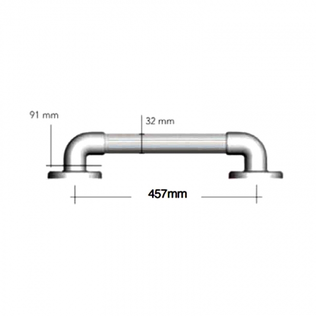 AKW 1900 Series Straight Grab Rail 455mm Length White
