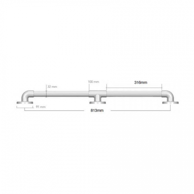 AKW 1900 Series Straight Grab Rail 810mm Length Blue