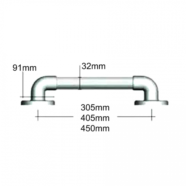 AKW 1900 Series Straight Grab Rail 914mm Length Blue