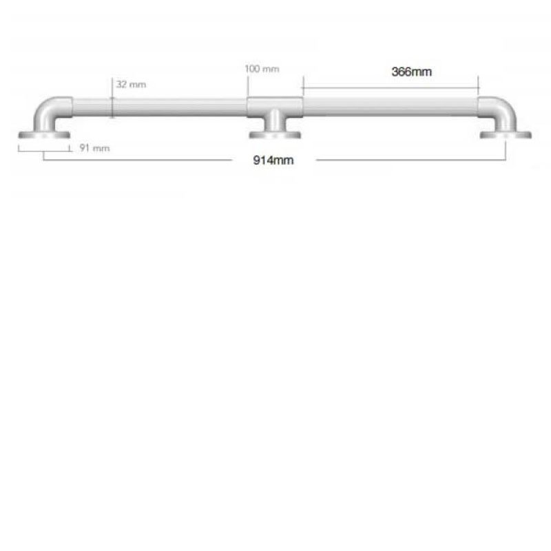 AKW 1900 Series Straight Grab Rail 914mm Length White
