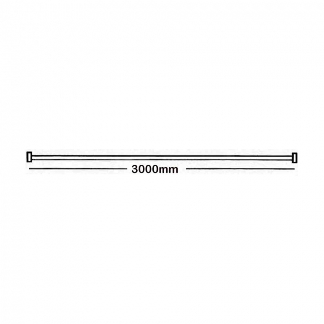AKW Bendy Shower Curtain Rail and 2 Drop Rods 3000mm Wide - White