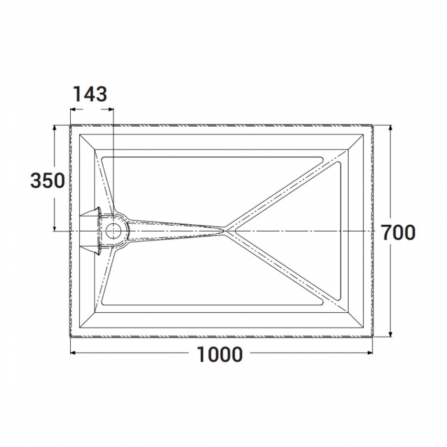 AKW Braddan Anti-Slip GRP Rectangular Shower Tray 1000mm x 700mm