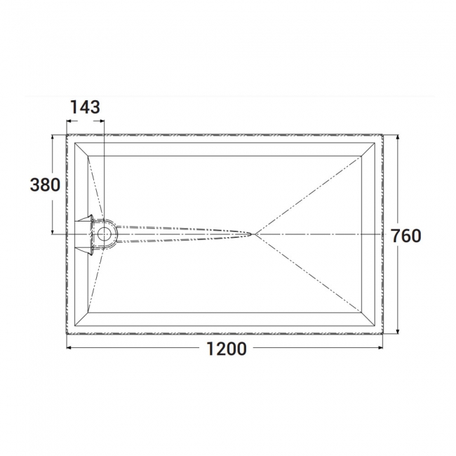 AKW Braddan Anti-Slip GRP Rectangular Shower Tray 1200mm x 760mm
