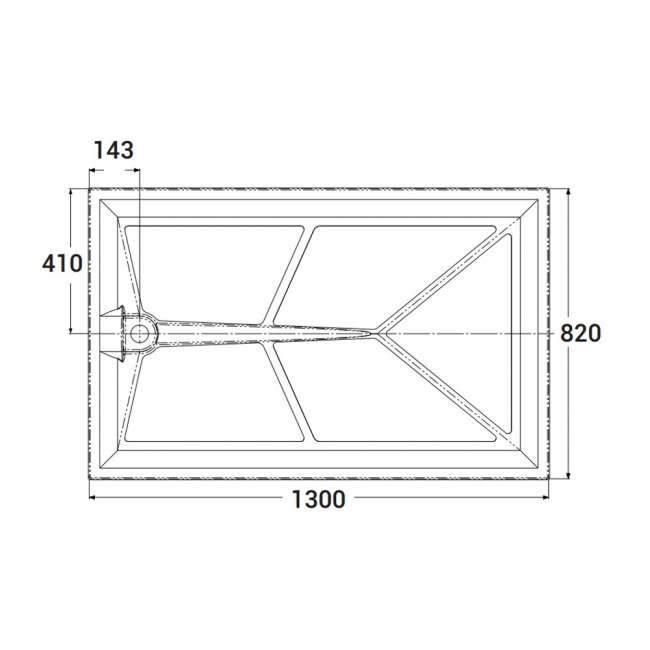 AKW Braddan Anti-Slip GRP Rectangular Shower Tray 1300mm x 820mm