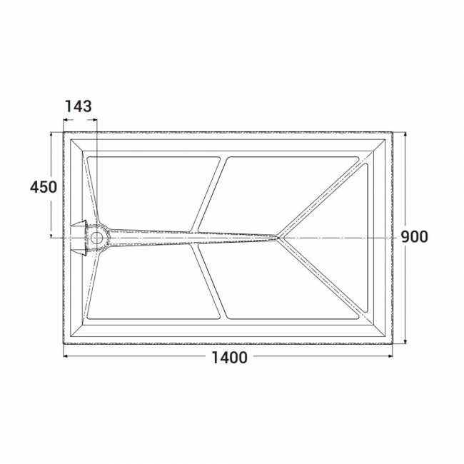 AKW Braddan Anti-Slip GRP Rectangular Shower Tray 1400mm x 900mm -  | Dimension Image