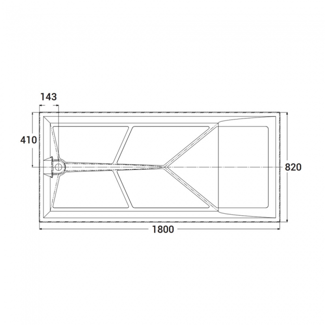 AKW Braddan Anti-Slip GRP Rectangular Shower Tray 1800mm x 820mm