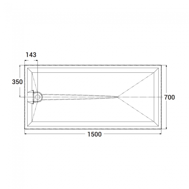AKW Braddan Anti-Slip GRP Rectangular Shower Tray 1500mm x 700mm