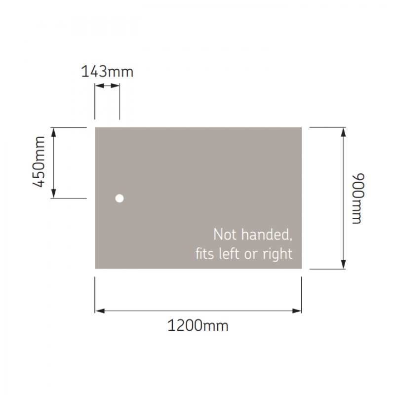 AKW Braddan Rectangular Shower Tray with Upward Pumped Waste 1200mm x 900mm - Non-Handed