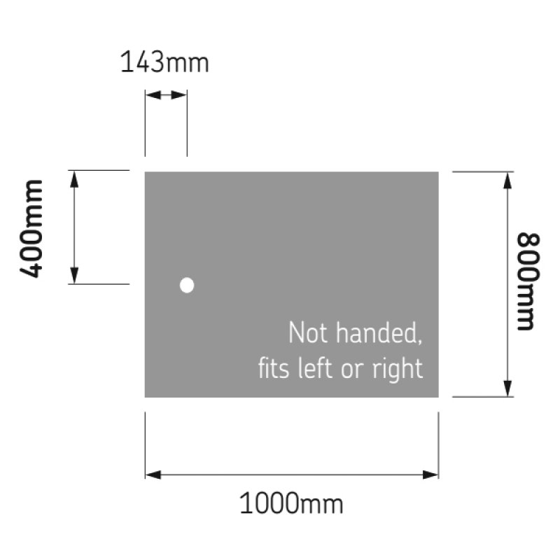 AKW Braddan Anti-Slip GRP Rectangular Shower Tray 1000mm x 800mm (inc Upward Pumped Waste)