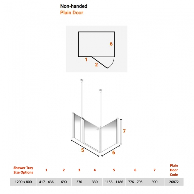 AKW Larenco Corner Care Door 1200mm & Side Panel 800mm (400+800x800)