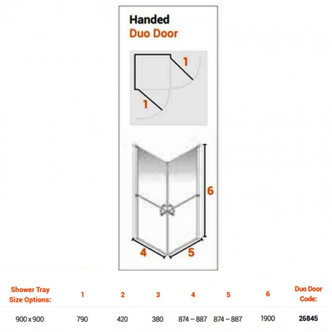 AKW Larenco Duo Hinged Corner Entry Shower Enclosure 900mm x 900mm - 6mm Glass