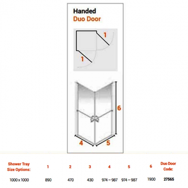 AKW Larenco Duo Hinged Corner Entry Shower Enclosure 1000mm x 1000mm - 6mm Glass