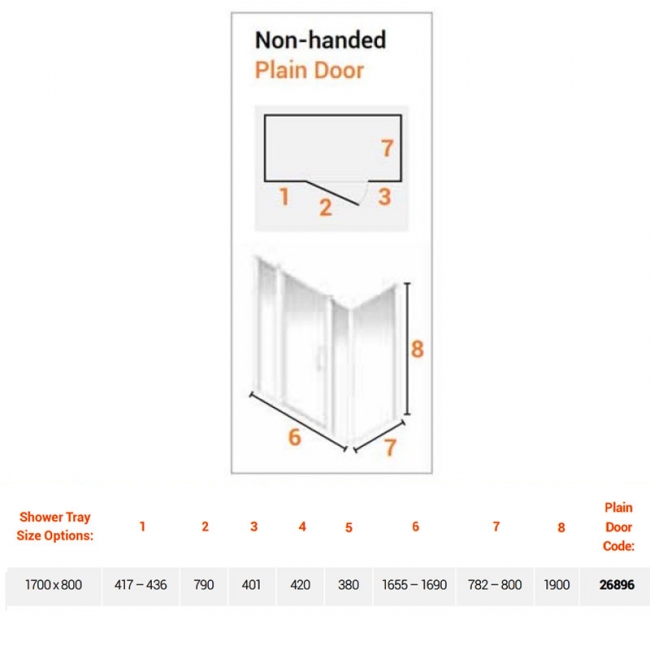 AKW Larenco Dual Inline Hinged Door Shower Enclosure 1700mm x 800mm - 6mm Glass