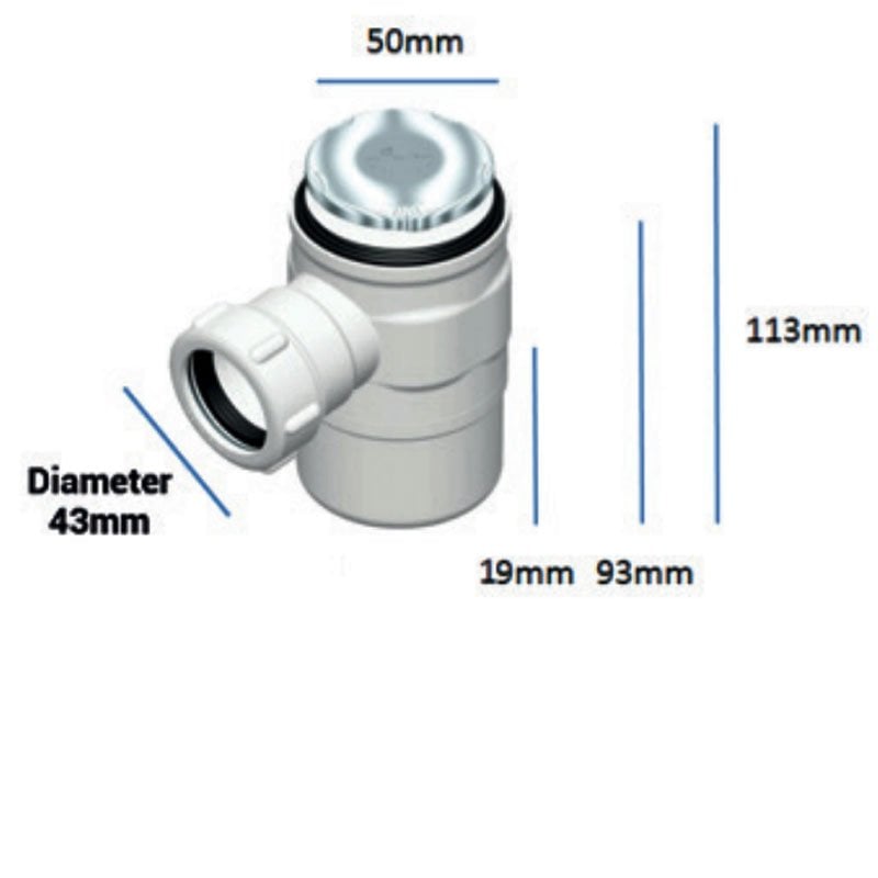 AKW Stainless Steel SFWA Waste Adaptor For Tiles with 19mm Standard Gravity Waste