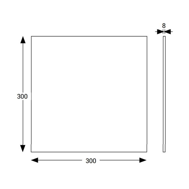 AKW Mosaic Border Tile 300mm x 300mm - Grey  | Dimension Image