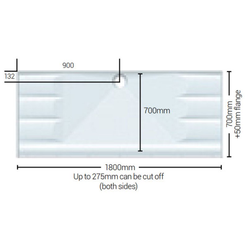 AKW Mullen Rectangular Shower Tray with Gravity Waste 1800mm x 700mm