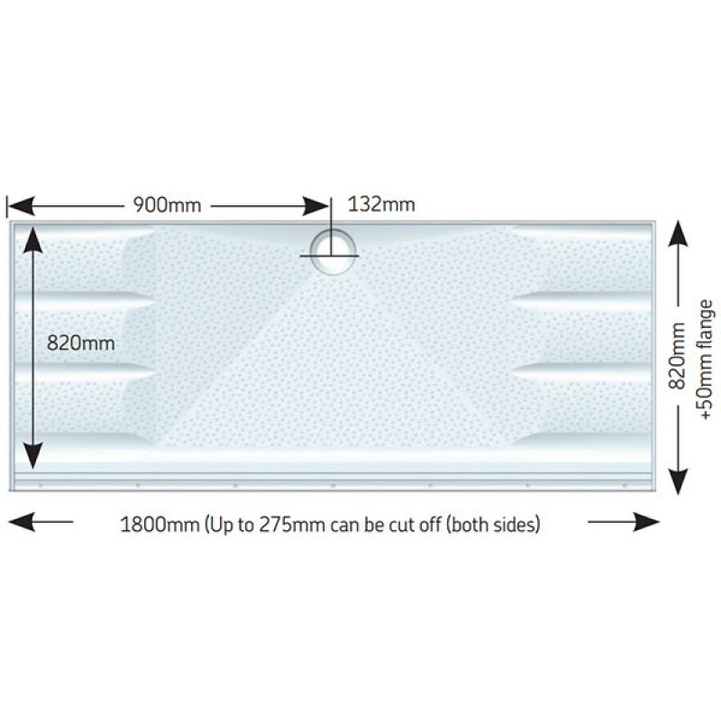 AKW Mullen Rectangular Cut-To-Length Shower Tray, 1800mm x 820mm, Non-Handed