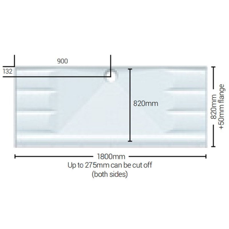 AKW Mullen Rectangular Shower Tray with Gravity Waste 1800mm x 820mm