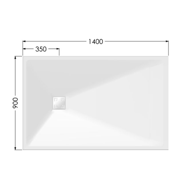 AKW Onyx Exclusif Black Slate Effect Rectangular Shower Tray 1400mm x 900mm