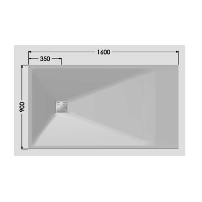 AKW Onyx Exclusif Black Slate Effect Rectangular Shower Tray 1600mm x 900mm  | Dimension Image