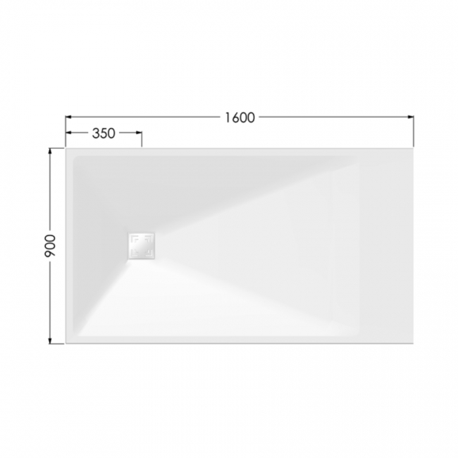 AKW Onyx Exclusif White Slate Effect Rectangular Shower Tray 1600mm x 900mm
