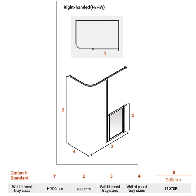 AKW Option H 900 High Screen Set x 700RH