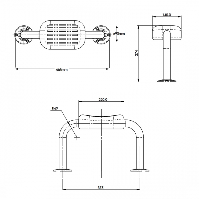 AKW PU Padded Back Rest - Blue