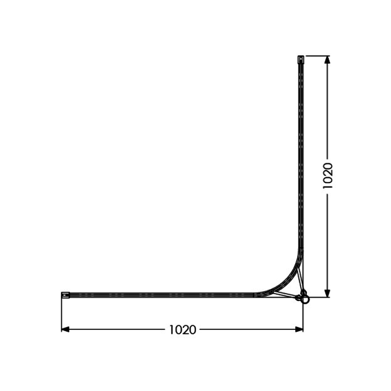AKW L-Shaped Shower Curtain Rail 1000mm x 1000mm - Grey