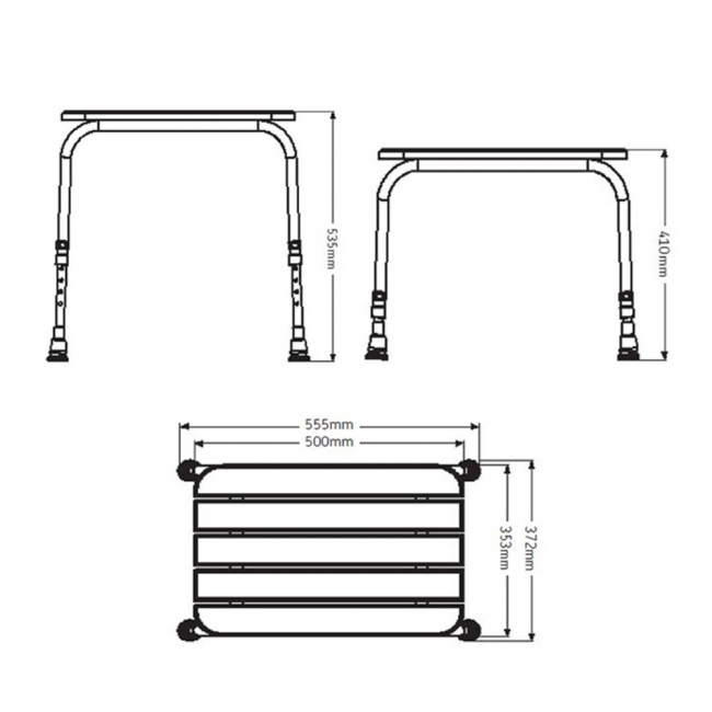 AKW Wooden Freestanding Shower Stool 555mm x 372mm