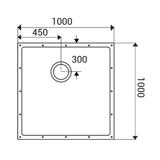 AKW ShowerDec Square Wet Room Floor Former Tray 1000mm x 1000mm