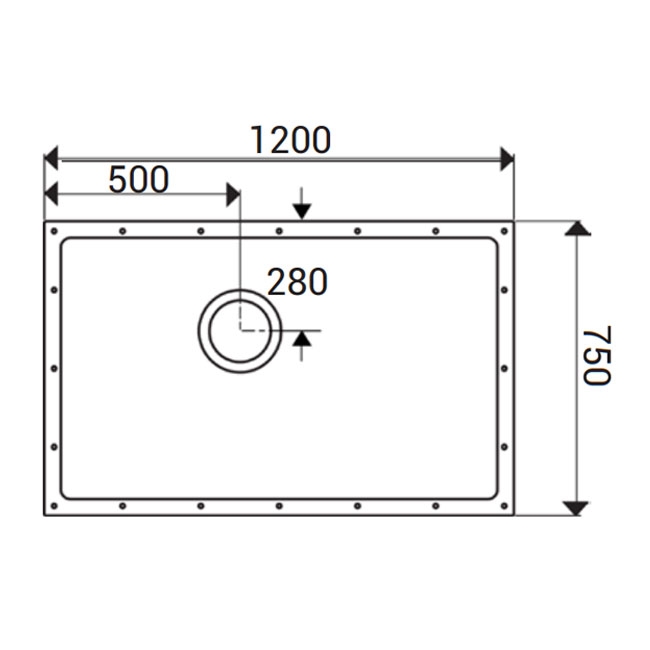AKW ShowerDec Rectangular Wet Room Floor Former Tray 1200mm x 750mm  | Dimension Image